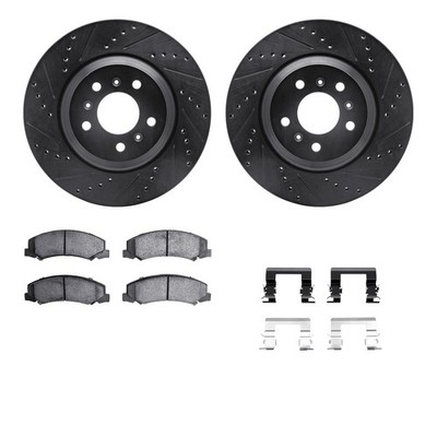 For Chevy Impala Limited 14-16 Drilled & Slotted Front Brake Kit w Optimum Pads