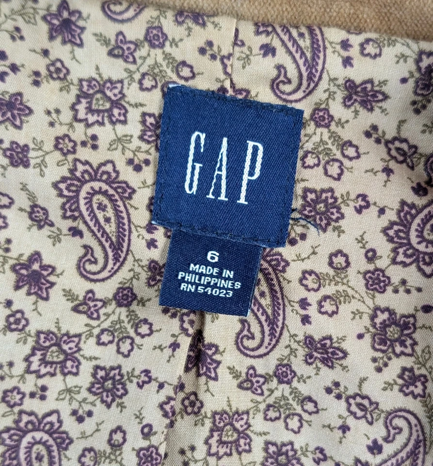 Blazer Vintage Gap Mujer Talla 6 Marrón Terciopelo Terciopelo Chaqueta Hipster Retro Y2K Foto 3 de 4