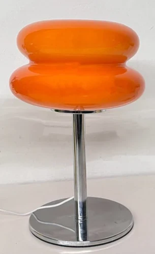 Mid-Century Modern Orange Glass Mushroom Lamp - Ch