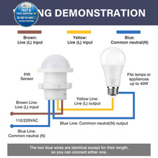 3-Pack Motion Sensor Light Switch, PIR Infrared Sensor, 30S Time Delay, Smart De