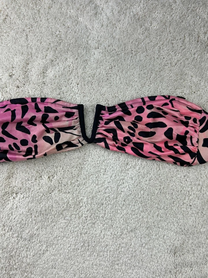 Top de bikini vintage Catalina para mujer 8 estampado animal bandeau hecho en EE. UU. trajes de baño años 90 Foto 3 de 4