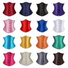 Gothic Underbust Corset Waist Cincher Bustier Top Satin Lace Up Lingerie Plus