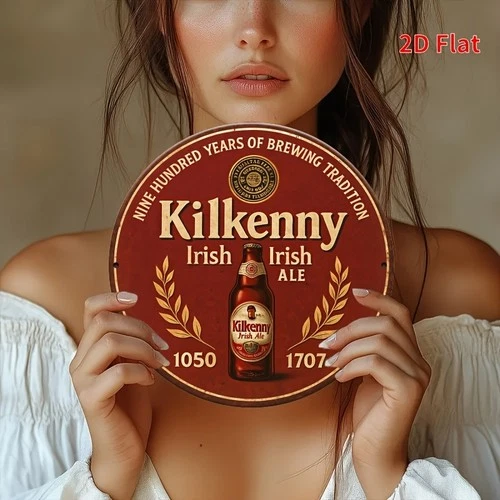 1pc Vintage Kilkenny Irish Beer Sign - Tin Metal Signs Antique Irish Brewing Pos