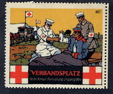 Cenerentola - timbro poster - CROCE ROSSA Verbandsplatz, 1914 Lipsia - 48x57mm