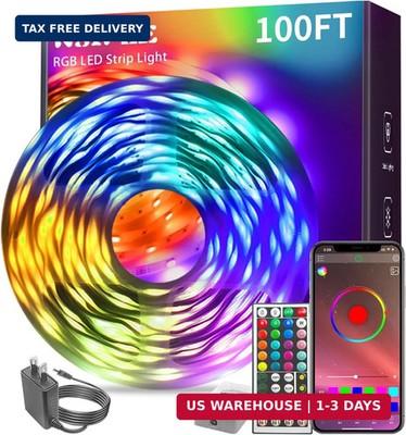 KSIPZE 100ft Led Strip Lights RGB Music Sync Color Changing Led Lights with Smar