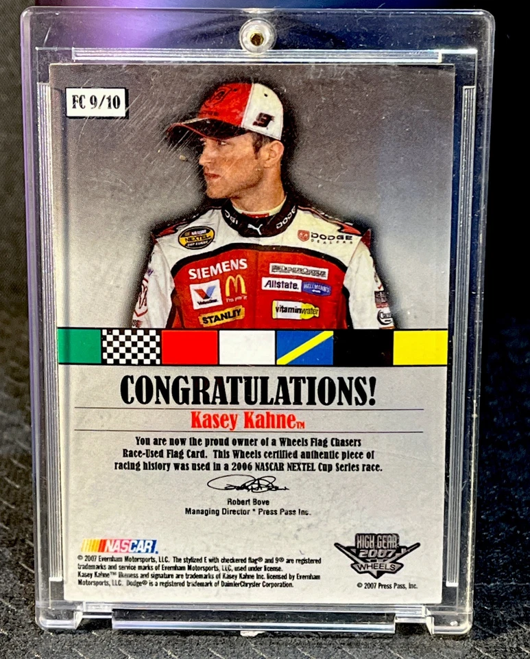 NASCAR Kasey Kahne / Gear RED used FLAG Chasers 2007 CARD #43 FC9 in seal CASE - Image 2 of 4
