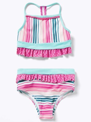 NWT Matilda Jane Enchanted Garden  Striped Girls Swim Size 4 NEW Bikini Tankini