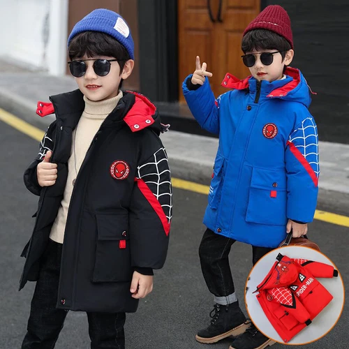 Kids Boys Spiderman Hooded Puffer Jacket Winter Toddler Coat Parka Outerwear UK% - Picture 2 of 21