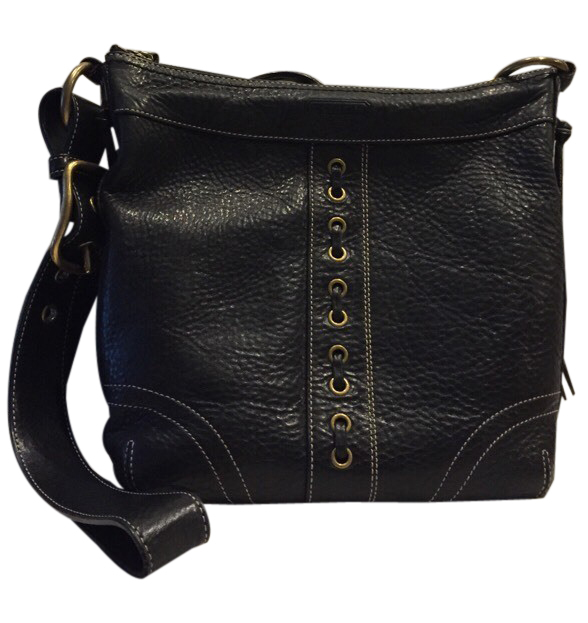 COACH #10399 BLACK LEATHER DISTRESSED LEATHER CROSSBODY DUFFLE BAG