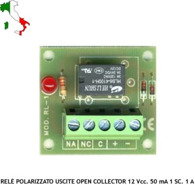 SECURVERA RELÈ PER USCITE OPEN COLLECTOR 12 Vcc. 50 mA 1 SCAMBIO 1 A COMPONENTE ALLARME
