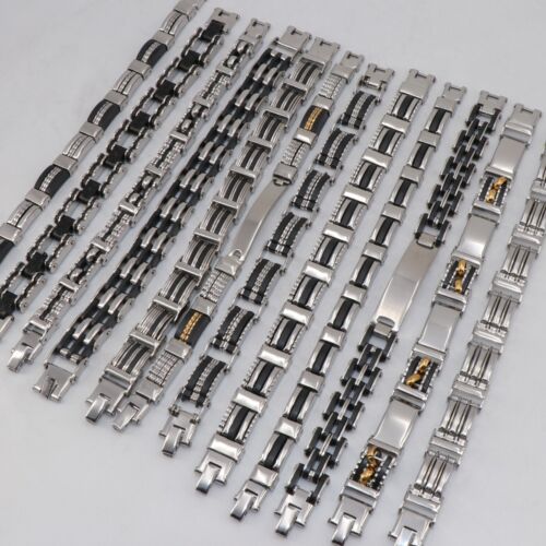 12pcs Mix Style Stainless steel Bracelets Mens Fashion Jewelry - Picture 1 of 5