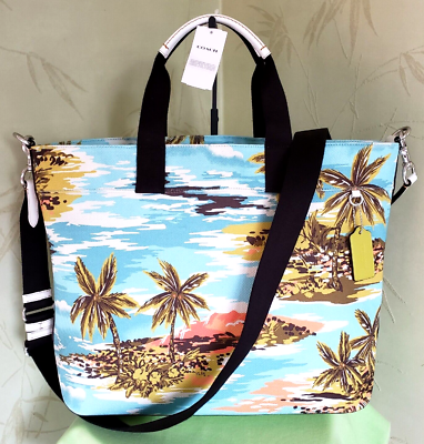 COACH TOTE 38 WITH HAWAIIAN PRINT:NWT BLUE/MULTI CK261 | eBay