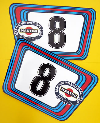 VINTAGE Retro Oldtimer MARTINI RACE RALLY ZAHLEN groß x2 glänzend laminiert