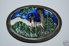 WOW Mint Painted DEER hunter Hunting Mountains Forest Belt Buckle HTF