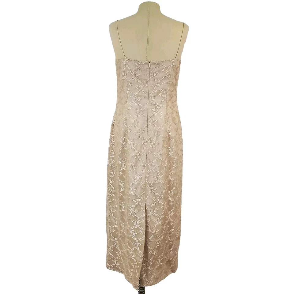 Alex Evenings Lace Cocktail Dress Midi Sleeveless Gold Sz 14  - Image 3 of 4