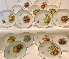 15 Nymphenburg Fruit Plates c.1895, Hand Painted, KPM Quality