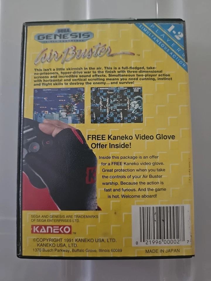 Air Buster (Sega Genesis, 1991) Kaneko vintage game with box - No Manual  - Image 2 of 4