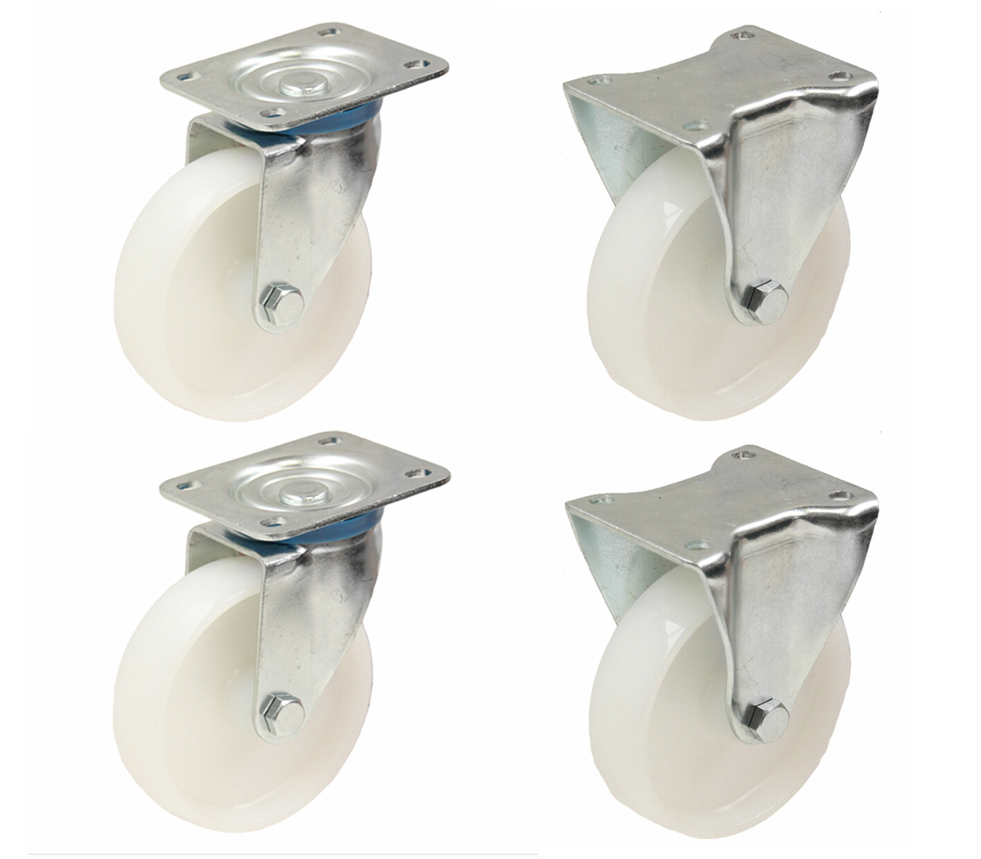 4 -150mm 6"" inch nylon castors - heavy duty swivel & fixed castor set 300kg each