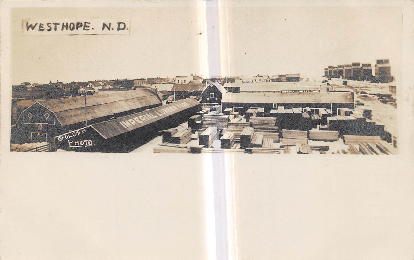 WESTHOPE North Dakota RPPC postcard Imperial Lumber Company building