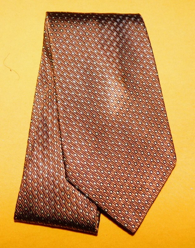 ERMENEGILDO ZEGNA MADE IN ITALY BROWN/YELLOW PIN DOTS MOTIF TIE - NECK TIES. - Image 2 of 3