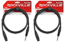 2 Rockville RCXFB6B Black 6' Female REAN XLR to 1/4'' TRS Balanced Cables OFC