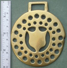 Horse Brass: Cast Shield in Two Rings of Holes, Free P&P