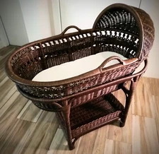 Wicker Bassinet/Cradle/Crib Pottery Barn Brown w/ Stand & Mattress LOCAL PICKUP