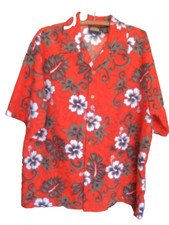 ODO Vintage Hibiscus Floral Hawaiian Aloha Red Shirt Men Large