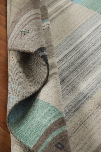 Artisan-made Grey Wool Area Rug Hand-knotted Gabbeh Carpet 5x8 ft - Picture 15 of 20