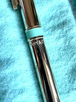 NWOT TIFFANY & CO 925 STERLING SILVER BALLPOINT PEN BLUE ENAMEL