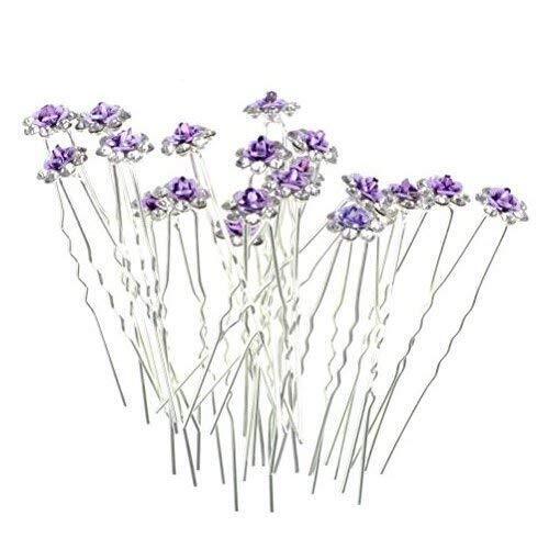 20 Pcs Bridal Wedding Rhinstone Hair Pins 2.4 Inches Bridal Prom Clips Rose U - Bild 1 von 4
