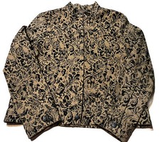 VTG Equestrian Zip-Up Jacket Velour Paisley Raised Accents Women Small USA Made