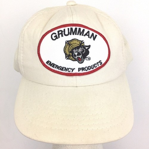 Vtg Grumman Emergency Products Hat Logo Mesh Foam Snap Back Trucker Baseball Cap