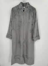 Softies 48" Plush Velour Mandarin Collar Zip-Up Robe sz S Women's Gray Midi NWOT