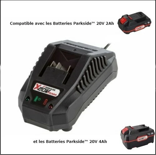 Chargeur Batterie 20 V Compatible Batteries 20V 2Ah et 4Ah Parkside™