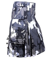 Urban Camouflage Gothic Utility Kilt Four Pockets kilt with Black Accessories