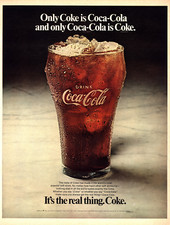 1969 ONLY COKE IS COCA-COLA IT'S THE REAL THING VINTAGE MAGAZINE PRINT AD