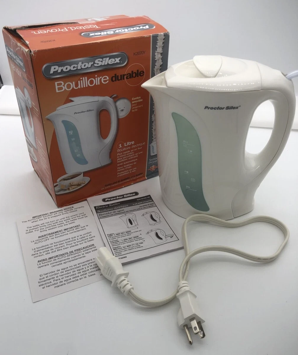 Proctor-Silex K2070Y Electric Kettle 1000W White Works Great! Hot Water  Heater