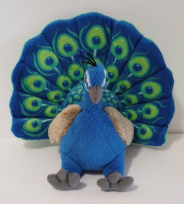 Wild Republic Peacock Plush Stuffed Animal Realistic Blue Green Colorful Bird