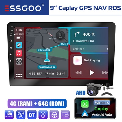 9'' 2DIN Carplay Android 12 Autoradio GPS NAV RDS BLUETOOTH WIFI 2+32G Mik Kamera