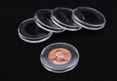 #ad #ad 25 GENUINE AIRTITE COIN CAPSULE HOLDERS w BLACK RINGS FOR PENNY 19mm Diameter $25.93