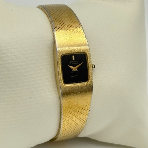 Vintage 1980 Women’s SEIKO Lassale Gold Tone, Black Dial Petite Watch, 8420-5109 - Picture 2 of 7