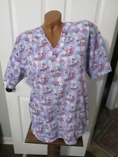 Disney Small Purple Mickey and Minnie Mouse Scrub Top