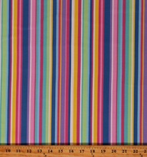 Cotton Season Stripes Summer Spring Colors Pink Fabric Print by Yard D152.30