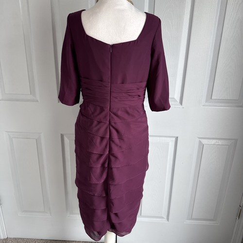 Chiffon Brautmutter halb formell Wickel Bandage Spalte Kleid Rüschen Lagenlook LESEN - Bild 5 von 9