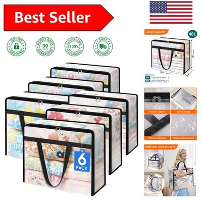 Durable 6 Pack Clear Storage Bags for Comforters, Clothes & Moving Needs