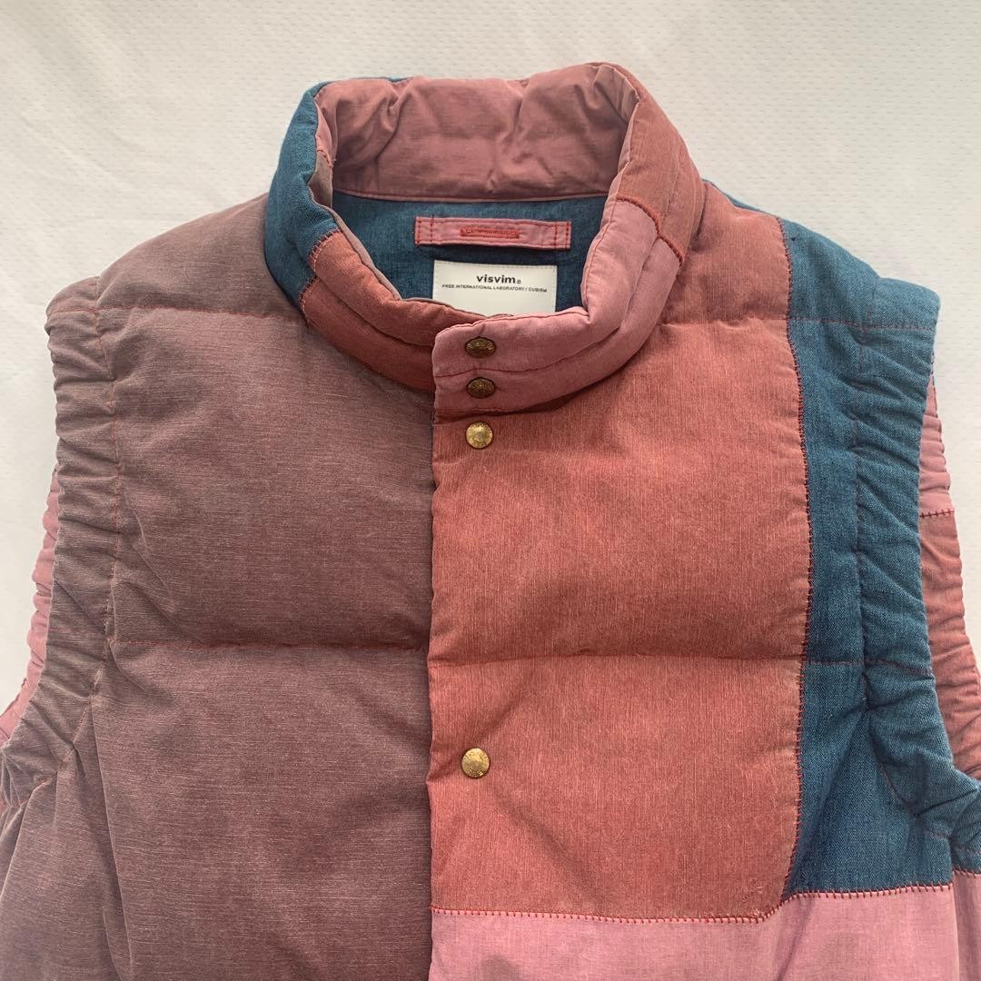 Visvim Patchwork Down Vest Pink/Blue 2014SS Rare … - image 4