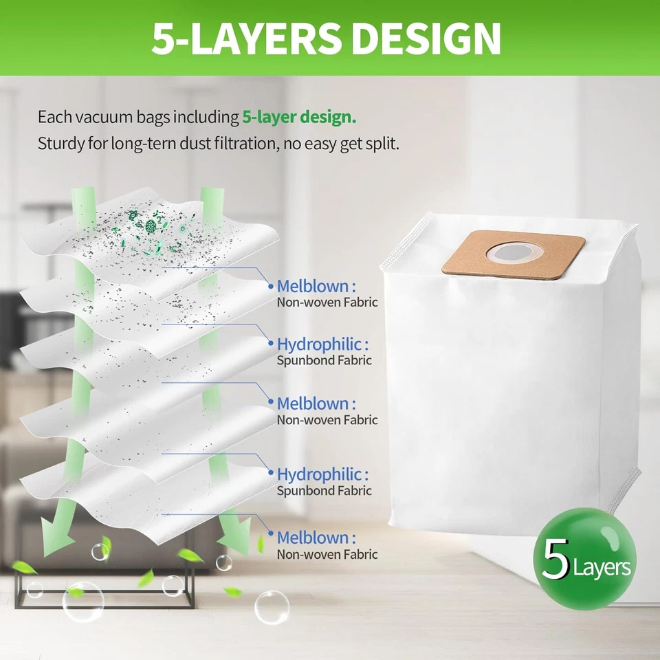 10 Pack Replacement VACBP6 HEPA Filter Bags for Atrix Ergo 8 Quart Backpack Vacu - Image 4 of 4