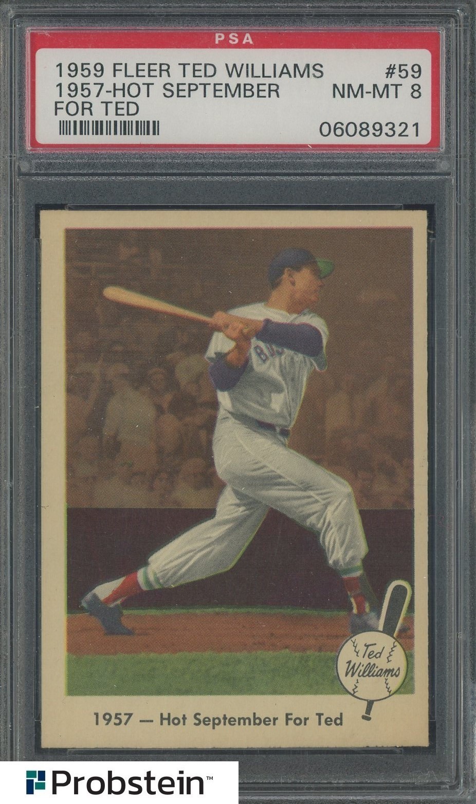 1959 Fleer Ted Williams #59 1957 Hot September For Ted PSA 8 NM-MT view 1