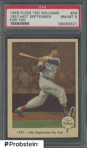 1959 Fleer Ted Williams #59 1957 Hot September For Ted PSA 8 NM-MT